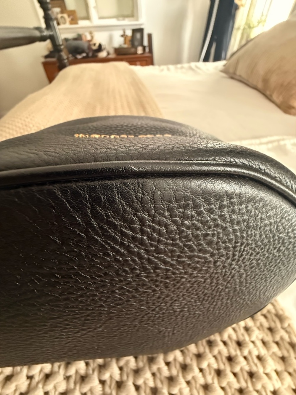 Michael Kors Black Pebbled Leather Shoulder Bucket Bag with Gold Hardware - Picture 6 of 6